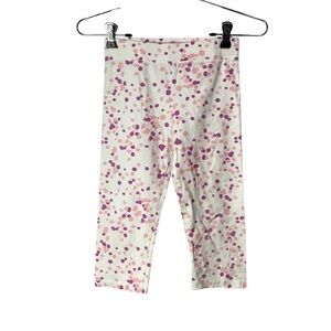 CR Kids capri leggings white w/ pink purple polka dots cotton spandex size 7/8